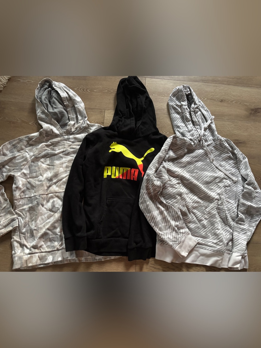 Lot of 3 Sweaters Sweatshirts Hoodies Black Puma Camo